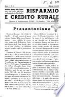 Risparmio e credito rurale bollettino mensile della Federazione nazionale delle Casse rurali, agrarie ed enti ausiliari