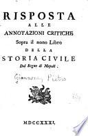 Risposta alle Annotazioni critiche sopra il nono libro della Storia civile del regno di Napoli