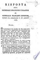 Risposta del generale spagnuolo Palafox al generale francese Lefebvre datata da Albarrazin il 28 agosto 1808