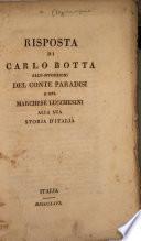 Risposta di Carlo Botta alle opposizioni del Conte Paradisi e del Marchese Lucchesini alla sua Storia dÍtalia