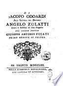 Risposta di Jacopo Odoardi alla lettera del Dottore Angelo Zulatti contro le riflessioni sul vitto pitagorico del signor dottor Giuseppe Antonio Pujati primo medico di Feltre