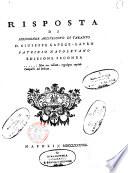 Risposta di monsignor arcivescovo di Taranto d. Giuseppe Capece-Latro ..