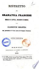 Ristretto di gramatica francese esercizio di lettura, ornamenti di memoria da Clemente Bilotta