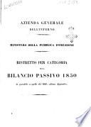 Ristretto per categoria del bilancio passivo 1850 in parallelo a quello del 1849 ultima appendice