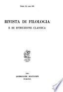 Rivista di filologia e di istruzione classica