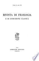 Rivista di filologia e di istruzione classica