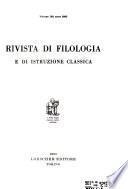 Rivista di filologia e di istruzione classica