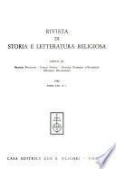 Rivista di storia e letteratura religiosa