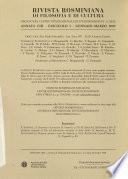 Rivista rosminiana di filosofia e di cultura