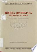 Rivista rosminiana di filosofia e di cultura
