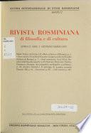 Rivista rosminiana di filosofia e di cultura