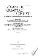 Römische Quartalschrift für christliche Altertumskunde und Kirchengeschichte