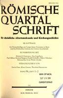 Römische Quartalschrift für christliche Altertumskunde und Kirchengeschichte