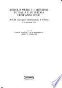 Romolo Murri e i murrismi in Italia e in Europa cent'anni dopo