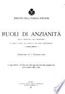 Ruoli di anzianita degli impiegati del Ministero e degli uffici ed istituti da esso dipendenti situazione al 1. gennaio ...