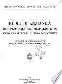 Ruoli di anzianita del personale del Ministero e di Uffici da esso dipendenti