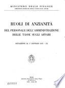 Ruoli di anzianità del personale dell'amministrazione delle tasse sugli affari situazione al ...