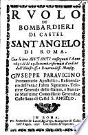 Ruolo de' bombardieri di Castel Sant'Angelo di Roma. Con li loro aiutanti rassegnati l'anno 1691. il dì 29 Settemb. riformati d'ordine dell'illustriss. e reuerendiss. monsig. Giuseppe Parauicino protonotario apostolico, referendario dell'vna, e l'altra signatura, tesoriere generale delle galere, e fortezze marittime commissario generale, e castellano di Castel Sant'Angelo