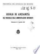 Ruolo di anzianita del personale delle amministrazioni dipendenti situazione al ...