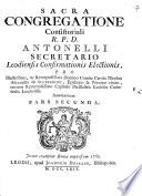 Sacra Congregatione Consistoriali R. P. D. Antonelli Secretario Leodiensis Confirmationis Electionis