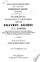 Sacra rituum congregatione emo et rmo domino cardinali Acton relatore Neapolitana beatificationis et canonizationis servi Dei fratris Aegidii a S. Josepho ... positio super introductione causae
