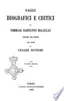 Saggi biografici e critici di Tommaso Babington Macaulay