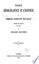 Saggi biografici e critici di Tommaso Babington Macaulay