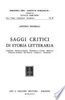 Saggi critici di storia letteraria