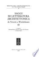 Saggi di letteratura architettonica da Vitruvio a Winckelmann