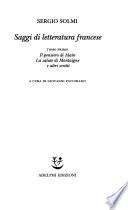 Saggi di letteratura francese: Il pensiero di Alain ; La salute di Montaigne e altri scritti