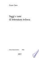 Saggi e note di letteratura tedesca