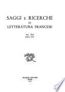 Saggi e ricerche di letteratura francese