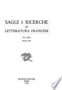 Saggi e ricerche di letteratura francese