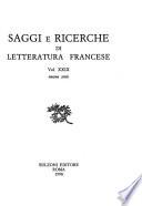 Saggi e ricerche di letteratura francese