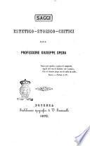 Saggi estetico-storico-critici del professore Giuseppe Spera