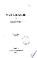 Saggi letterarii di Girolamo Congedo