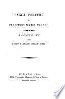 Saggi politici di Francesco Mario Pagano. Saggio 6. del gusto e delle belle arti