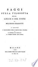 Saggi sulla filosofia dalle lingue e del gusto ...