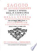 Saggio di avvertimenti sopra l'opera del Concina intitolata Della storia del probabilismo e del rigorismo (etc.)