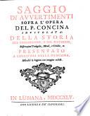 Saggio di avvertimenti sopra l'Opera del P. Concina intitolata: Della Storia de Probabilismo e del Rigorismo