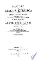Saggio Di Lingua Etrusca E Di Altre Antiche D' Italia