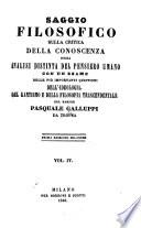 Saggio filosofico sulla critica della conoscenza ossia Analisi distinta del pensiere umano