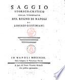Saggio storico-critico sulla tipografia del Regno di Napoli di Lorenzo Giustiniani