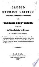 Saggio storico critico sulla vera forma fisica e ideologica della Croce di Gesu Cristo scritto da Giambatista de Tomasi