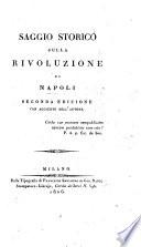 Saggio storico sulla riviluzione di Napoli. By V. Coco