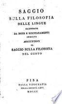 Saggio sulla filosofia delle lingue, illustrato da note, e richiaramenti inediti