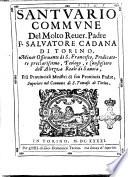 Santuario commune del molto reuer. Padre F. Saluatore Cadana di Torino ..