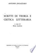 Scritti di teoria e critica letteraria