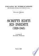 Scritti editi ed inediti (1920-1945)
