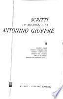 Scritti in memoria di Antonino Giuffrè